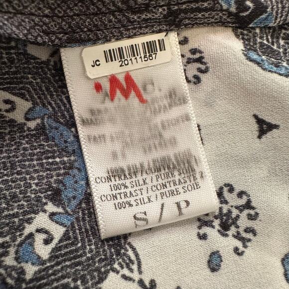 A.L.C. black, white & blue silk button front tank top size S - Picture 8 of 12